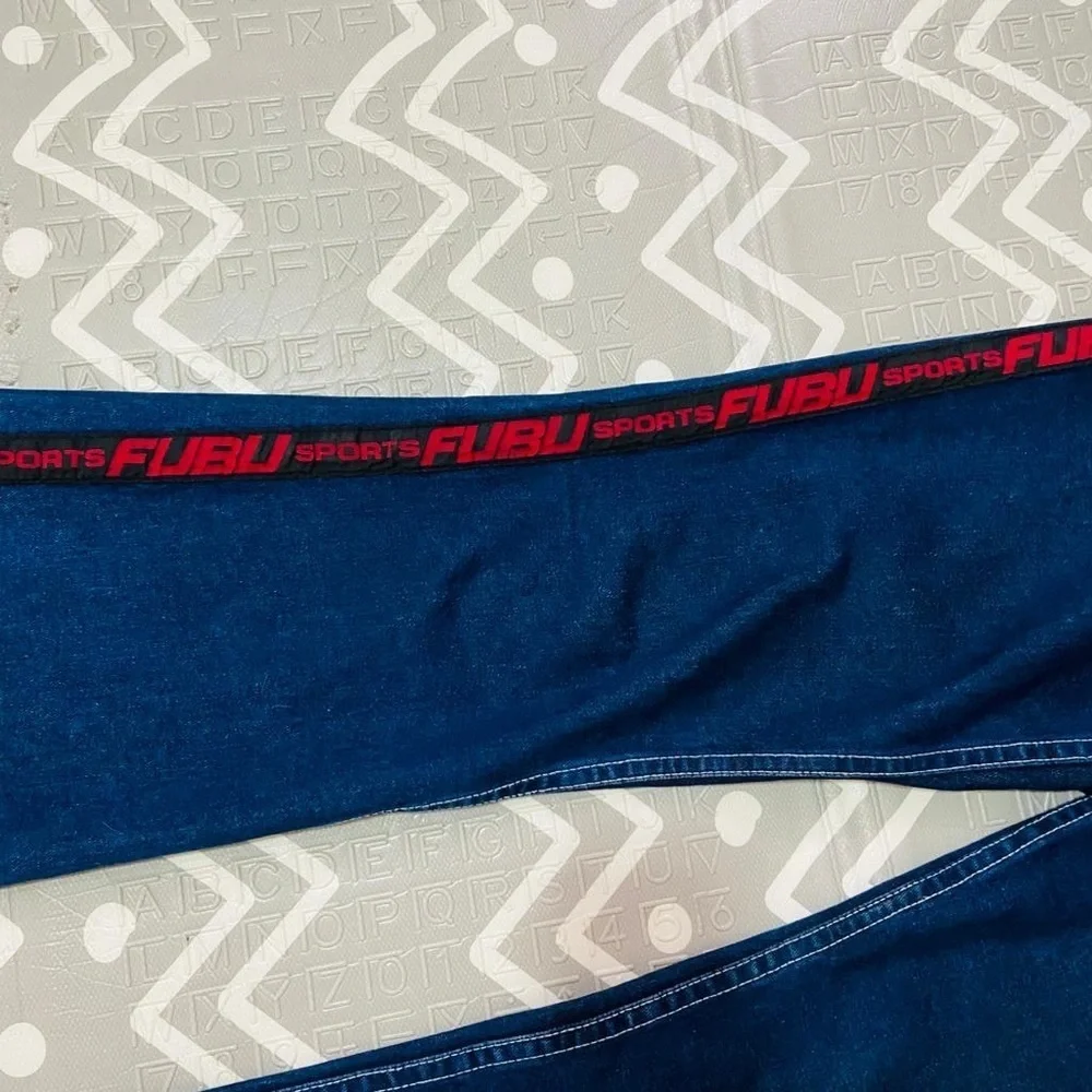 Vintage graphic logo Fubu bell bottoms jeans pants